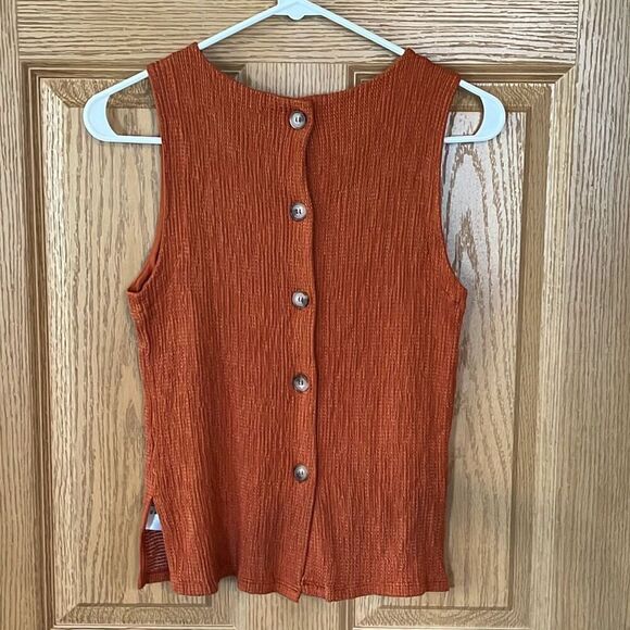 Anthropologie Burnt Orange Montauk Button Back Tank Top Small - Picture 3 of 7